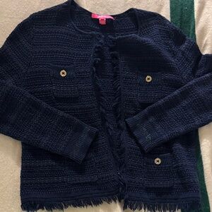 Lilly Pulitzer Navy Metallic Jacket/Cardigan XL